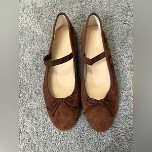 Loeffler Randall Leonie Espresso Suede Ballet Flat -Size 8